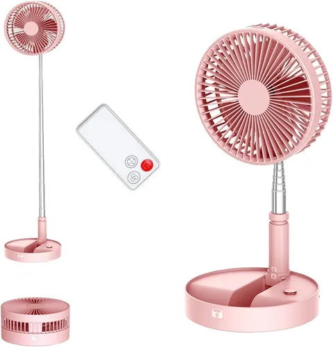 Miniatura 11 de UN UNITEDTIME Ventilador portátil, Mi ventilador de viaje plegable con temporizador de control remoto, funciona con pilas o alimentado por USB, Negro