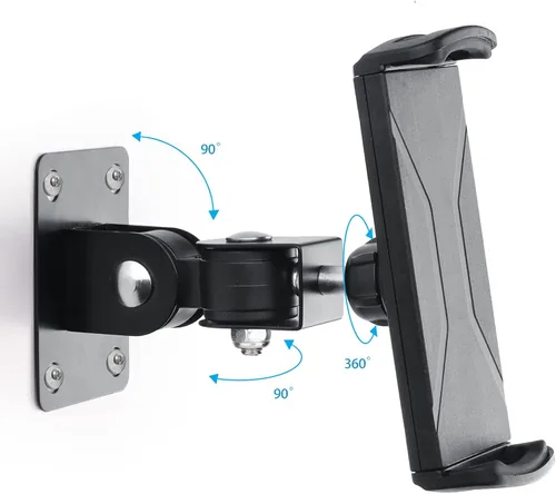 Miniatura 4 de Soporte de pared para tableta de doble tirón, negro, 4.7 a 12.9 pulgadas Adecuado para tableta o teléfono inteligente, lugares médicos, fábrica