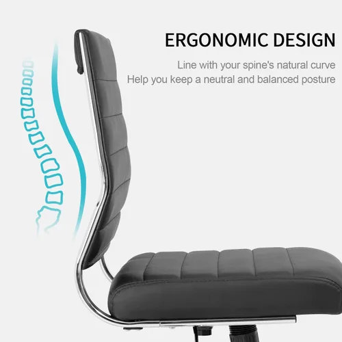 Miniatura 5 de Okeysen Silla de escritorio de oficina sin brazos, Silla giratoria ergonómica de sala de conferencias con respaldo medio, altura ajustable, silla