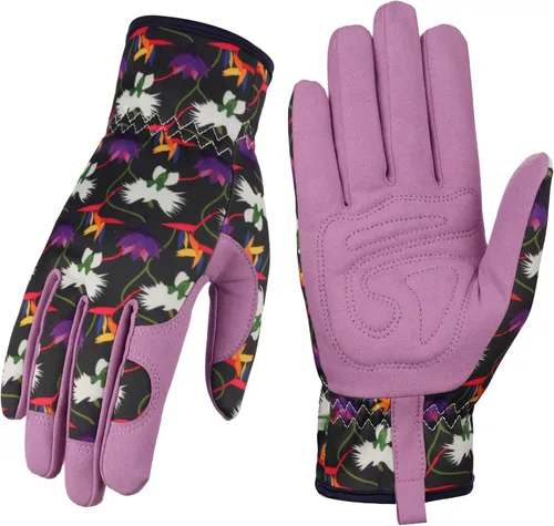 Bamllum Guantes de cuero para jardinería para mujer, guantes de trabajo para deshierbe, excavación, plantación, rastrillo y poda Baiziteng