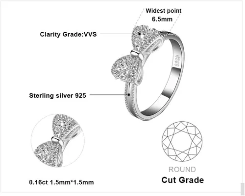 Miniatura 15 de JewelryPalace - Anillos de plata de ley 925 chapados en oro rosa, amarillo o blanco de 14 K para mujer, de compromiso, con circonia cúbica, de boda