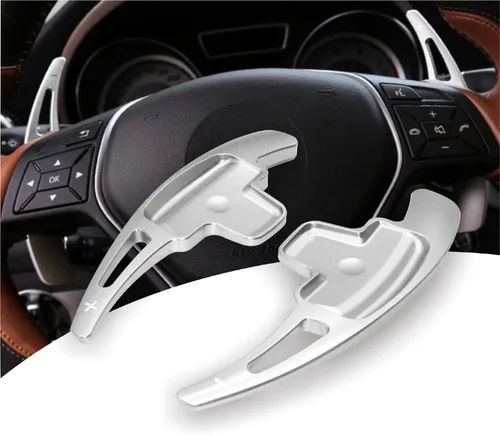 Extensión de aleación de aluminio para aletas de cambio de marchas, compatible con Mercedes Benz A B E GLA GLK SLK M GL Class (Modelo A-Plata)