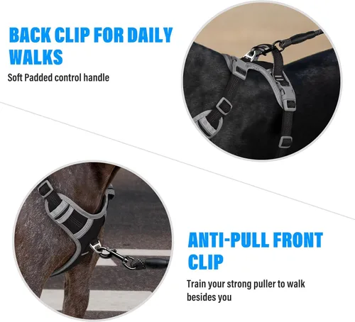 Miniatura 4 de Plutus Pet Arnés para perro sin tirones, liberación en el cuello, arnés reflectante ajustable para perro, asa de fácil control para caminar
