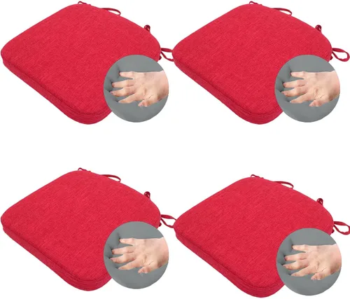 Cojines para sillas de comedor con lazos, almohadilla gruesa de espuma viscoelástica para asiento de interiores, cojín de comedor con funda lavable