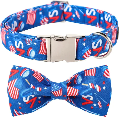 Miniatura 28 de Lionet Paws Collar de Pascua para perro con pajarita, collar de conejo con hebilla de metal para perros, collar ajustable y cómodo para perros