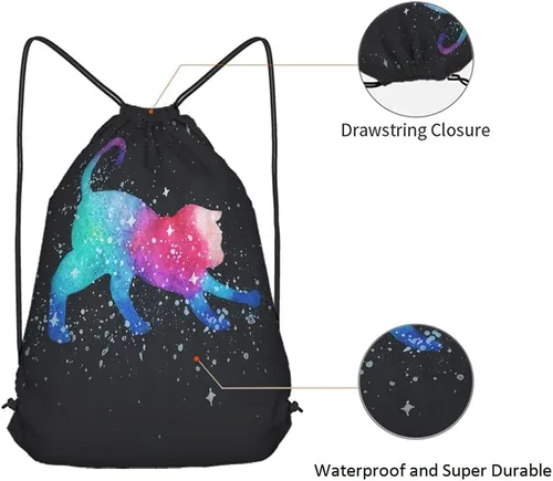 Miniatura 5 de Beabes Mochila con cordón de unicornio arcoíris y bolsa de gimnasio con cordón, Multi-a141, Mochilas de viaje