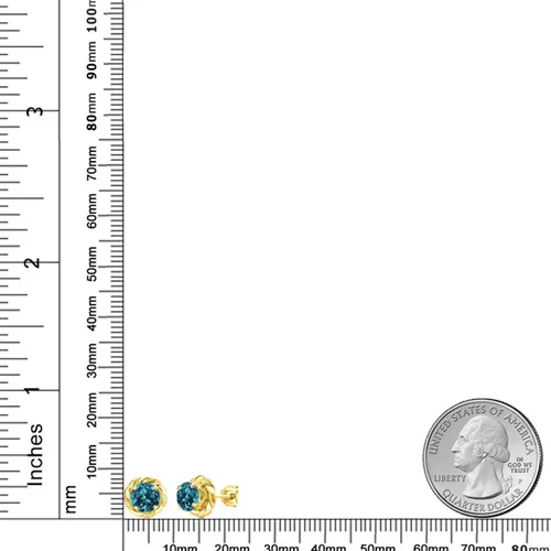 Miniatura 6 de Gem Stone King Aretes de plata de ley 925 de 0.236 in con piedra natal redonda para mujer