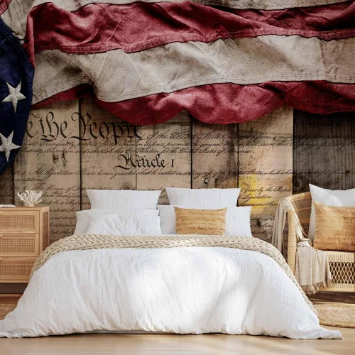 Miniatura 5 de artgeist Mural de pared Bandera de Estados Unidos, 116 x 83 pulgadas, papel tapiz autoadhesivo extraíble grande, diseño de impresión de madera, #02