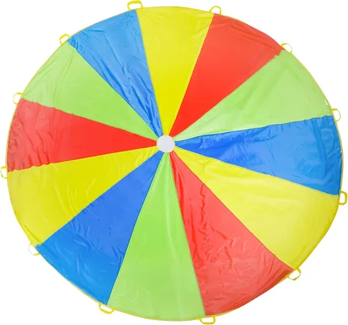 Miniatura 8 de Paracaídas Sonyabecca, paracaídas de juego de 10 pies, 12 pies, 16 pies con 12 asas, 20 pies, 24 pies con 16 asas para juego de cooperación en grupo