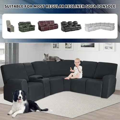 Miniatura 4 de PureFit - Funda para consola reclinable para fundas de sofá reclinable, fundas deslizantes súper elásticas para la parte media del sofá reclinable