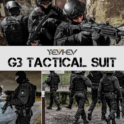Miniatura 7 de YEVHEV Conjunto de ropa militar de combate G3, ropa táctica de camuflaje, uniforme de caza, equipo de paintball con rodilleras para hombres Camo