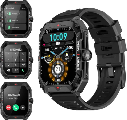 Reloj inteligente militar para hombres (respuesta/hacer llamadas) 2.02 pulgadas reloj inteligente con frecuencia cardíaca y oxígeno en sangre