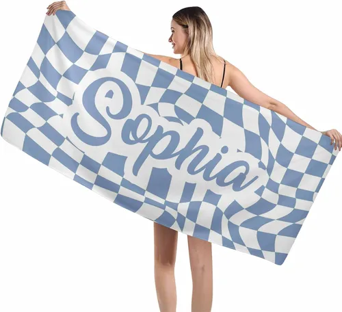 Miniatura 28 de MyPupSocks Toallas de playa para niñas, toallas personalizadas de teñido anudado con nombres para niños y adultos, toallas de playa personalizadas