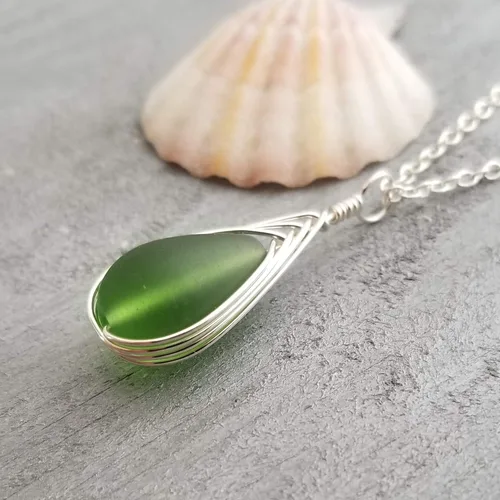 Miniatura 54 de Yinahawaii Collar de cristal de mar hecho a mano, joyería hawaiana para mujer, collar de lágrima trenzada, joyería única de cristal de mar