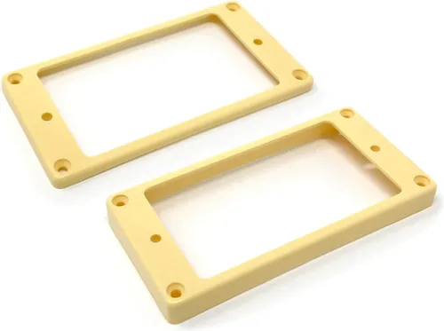 Juego de anillos de montaje de pastilla de humbucker Vintage Forge con fondo curvado color crema (puente y cuello) compatible con guitarras Epiphone