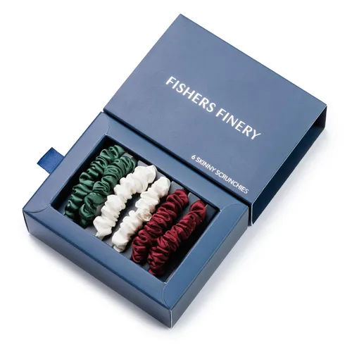 Miniatura 7 de Fishers Finery 25 Momme - Coleteros de seda morera pura, color negro, ligas para el cabello de seda delgada (6 unidades, color negro)