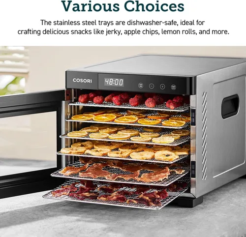 Miniatura 2 de Cosori Accesorios para deshidratador de alimentos, solo para 6 bandejas CP267-FD, sin BPA, C267-2ST, hojas de acero inoxidable, paquete de 2