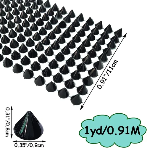 Miniatura 2 de 1 yarda Coser en Spike Stud Remache de espalda plana Punk Rock Trim Cinta de malla Artesanía (negro)