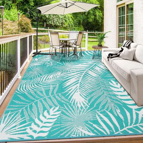Miniatura 11 de Alfombras para Exteriores 9'x12' para Patios, Alfombra de Paja de Plástico Reversible para Exteriores en Claro, Alfombra de Exterior Grande para RV