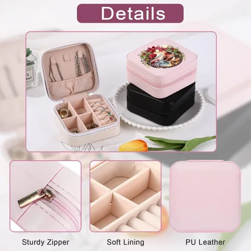 Miniatura 5 de Joyero personalizado con nombre, joyero de viaje portátil personalizado, organizador de joyas de cuero, cajas de dama de honor, boda, regalo