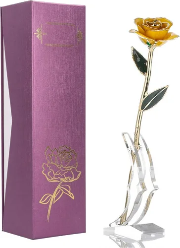 Miniatura 24 de Ejoyous Regalo de rosa para el día de la madre para mamá, rosa sumergida en oro de 24 quilates chapada en oro real preservada para siempre con Rosa