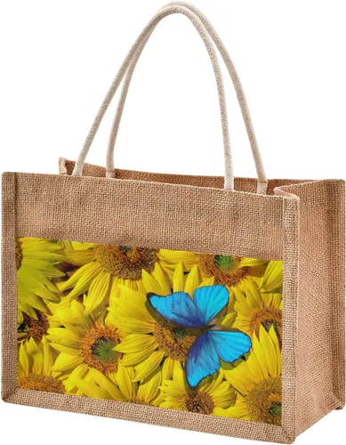 Miniatura 39 de CaTaKu Divertida bolsa de yute con asas y cremallera para gatos, bolsa de arpillera reutilizable con bolsillo frontal de lona, regalo para bodas, 12