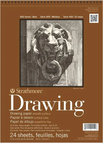 Strathmore (400-108) 400 Series - Papel de dibujo superficie lisa, 24 hojas, 18 x 24 pulgadas