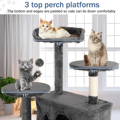 Miniatura 3 de Árbol para gatos de 70 pulgadas para gatos de interior, condominio de varios niveles con caja de arena, postes rascadores para gatos