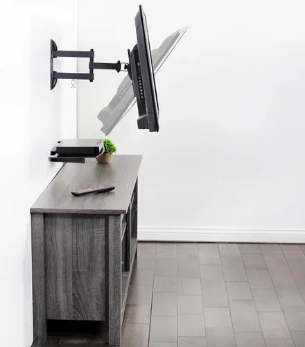 Miniatura 6 de VIVO Soporte de pared para TV de pantalla de 23 a 55 pulgadas con inclinación ajustable y estante de entretenimiento, AV flotante, estantería DVD