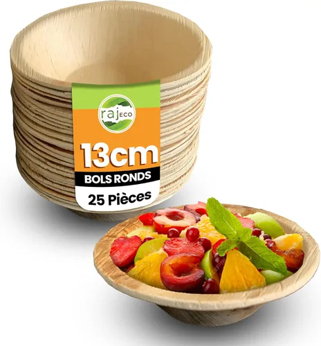 Miniatura 10 de Raj Unique Collection 7.5" Cuencos redondos de hoja de palma, mejores que cuencos de bambú y papel, desechables, compostables, biodegradables