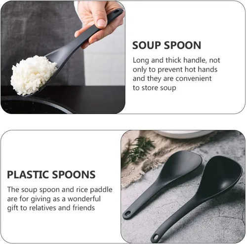 Miniatura 7 de DOITOOL Juego de paletas de arroz antiadherentes y cucharas de sopa hechas de material de polipropileno. Utensilios grandes para servir con asas