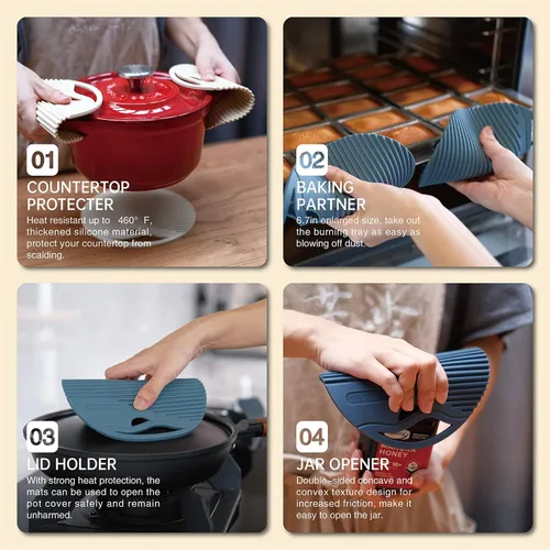 Miniatura 4 de Salvamanteles de silicona para platos calientes, salvamanteles resistentes al calor para ollas y sartenes calientes, almohadillas calientes