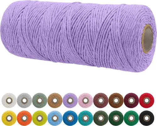 Miniatura 48 de JeogYong Cordón de macramé de un solo hilo 2mm x 164 yardas (492 pies) Cuerda de algodón suave, hilo de macramé 2 mm, suministros de macramé
