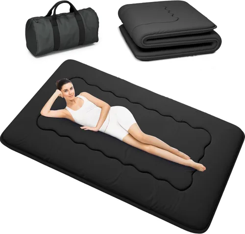 Kiseely Colchón de futón japonés, plegable, tapete de tatami portátil, almohadilla para dormir con bolsa y correa, colchón grueso para dormir en el