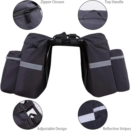 Miniatura 4 de Bolsa de Alforja para Bicicleta - Bolsa de Bicicleta de 30L con Borde Reflectante, Resistente al Agua, Bolsas de Asiento Trasero para Bicicleta