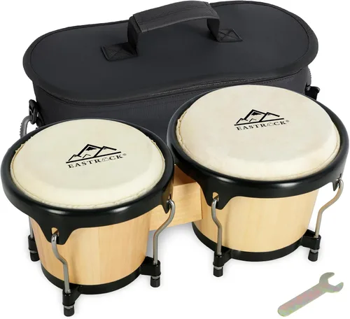 Miniatura 11 de EASTROCK Juego de tambor Bongo de 6 y 7 pulgadas para principiantes, estudiantes, adultos, profesionales, cabezas de piel de animales naturales