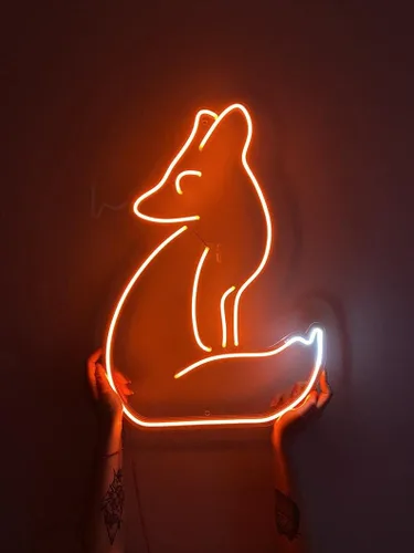 22x14" Vivid Sign New Fox Beer Cute Super Bright Wall Decor Light Vivid LED Neon Sign Lamp 22F635