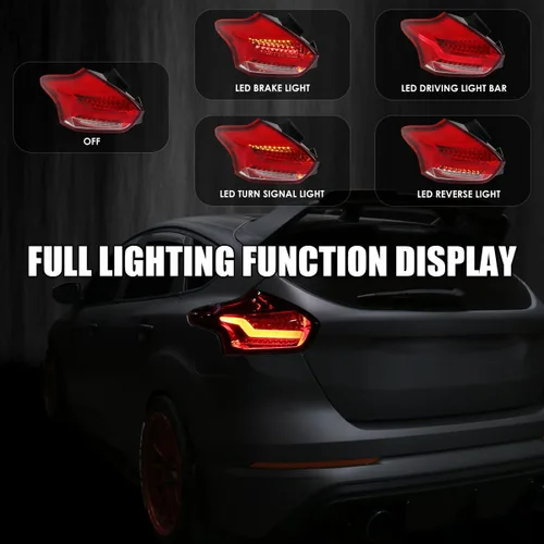 Miniatura 2 de SPEC-D TUNING Luces LED rojas de barra trasera Compatible con Ford Focus Se/St/Titanium Hatchback 2015-2018, Ford Focus Rs Hatchback 2016-2018