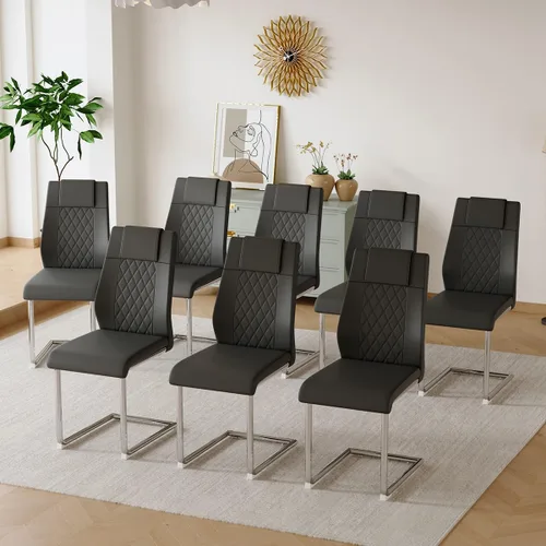 Miniatura 21 de gopop Juego de 4 sillas de comedor, modernas sillas de cocina y comedor con patas de metal galvanizado, sillas laterales tapizadas para comedor