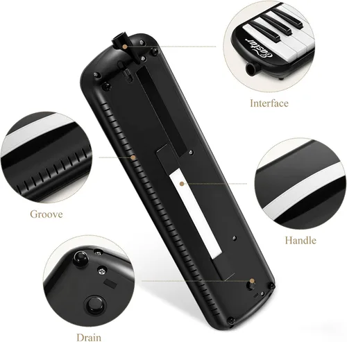 Miniatura 6 de Eastar Melódica de 32 Teclas Instrumento de Teclado Piano de Aire Soprano con 2 Boquillas Dobles con Tubo, Bolsa de Transporte, Negro