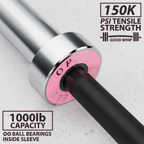 Miniatura 3 de Synergee Barra olímpica abierta de 33.1 lbs y 44.1 lbs de fosfato negro y cromado. Calificación de 1000 libras para levantamiento de pesas