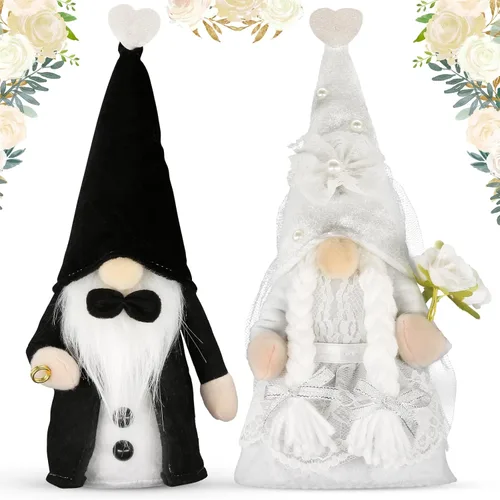 Regalos de compromiso para parejas – Gnomos de peluche para novios para parejas recién comprometidas – Gnomos casados de boda – Regalos de