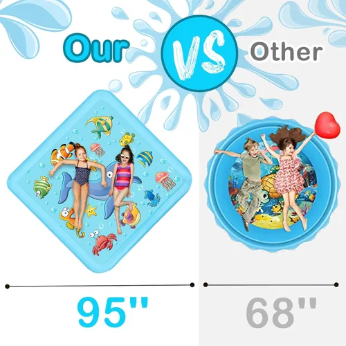 Miniatura 2 de Growsland Almohadilla de salpicaduras para niños pequeños, aspersor al aire libre para niños, juguetes de agua de verano de 67 pulgadas, inflables