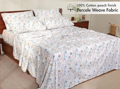 Miniatura 2 de RUVANTI 6 Piezas Sábanas de Algodón - 100% Algodón Natural Suave, Ligeras y Transpirables Sábanas de Percal Crujiente, Sábanas de Cama Tamaño Full