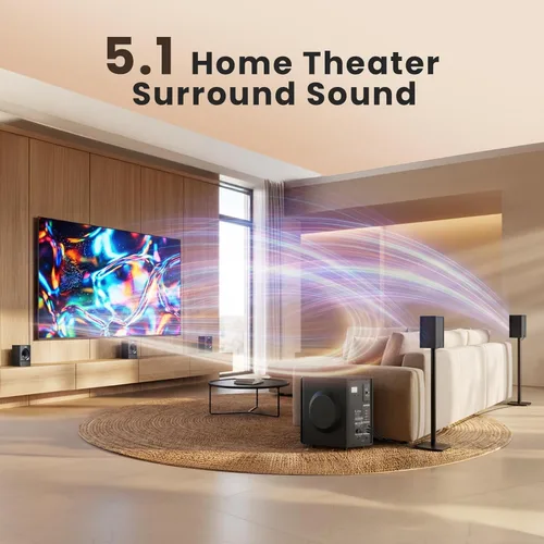 Miniatura 2 de Bobtot Sistema de sonido envolvente de cine en casa para TV, subwoofer de 6.5 pulgadas, 800 W, graves profundos de pico 5.1, altavoces satelitales