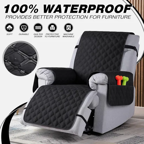Miniatura 2 de TAOCOCO Fundas reclinables 100% impermeables, con correas para las piernas, funda de sofá reclinable reversible para silla reclinable, protector