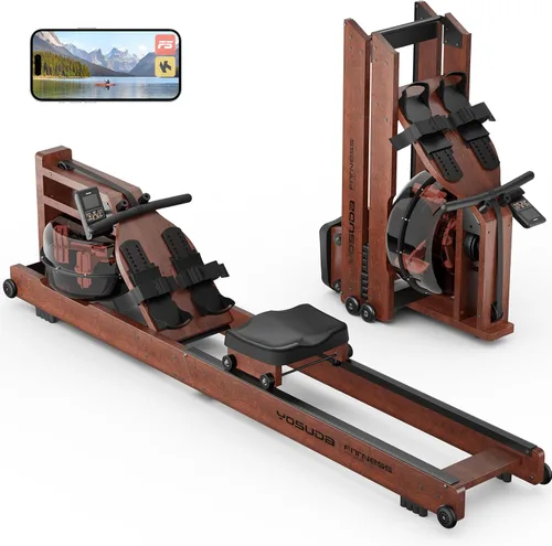 Miniatura 11 de YOSUDA Water Rowing Machines for Home Use - Wooden Foldable Immersive Water Rower Machine 400LBS Weight Capacity with Dedicated Monitor & Bluetooth