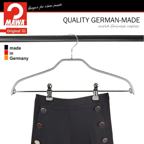 Miniatura 5 de Mawa by Reston Lloyd Silhouette Series - Percha antideslizante que ahorra espacio con clips para pantalones, estilo 40/FK, juego de 70, color negro