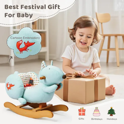 Miniatura 7 de labebe Caballo Mecedor de Bebé, Caballo Mecedor de Ardilla Azul para Niños de 1 a 3 Años, Niño y Niña, Ardilla de Peluche Mecedora con Cinturón
