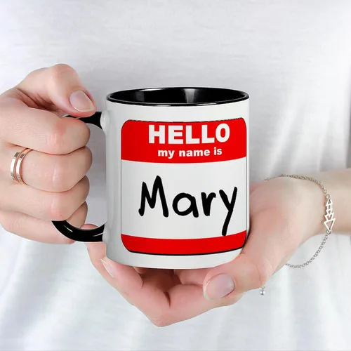 Miniatura 5 de CafePress Taza de café de cerámica con texto en inglés «Hello My Name Is Mary», de 11 oz (11.0 fl oz)